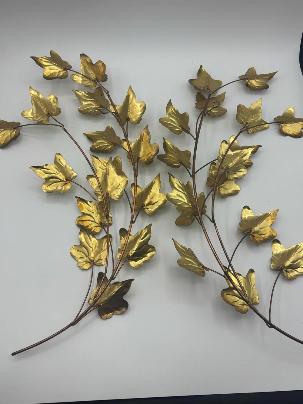 Vintage Metal HOMCO Home Interior Leaves Swag Wall Decor Set Of 2